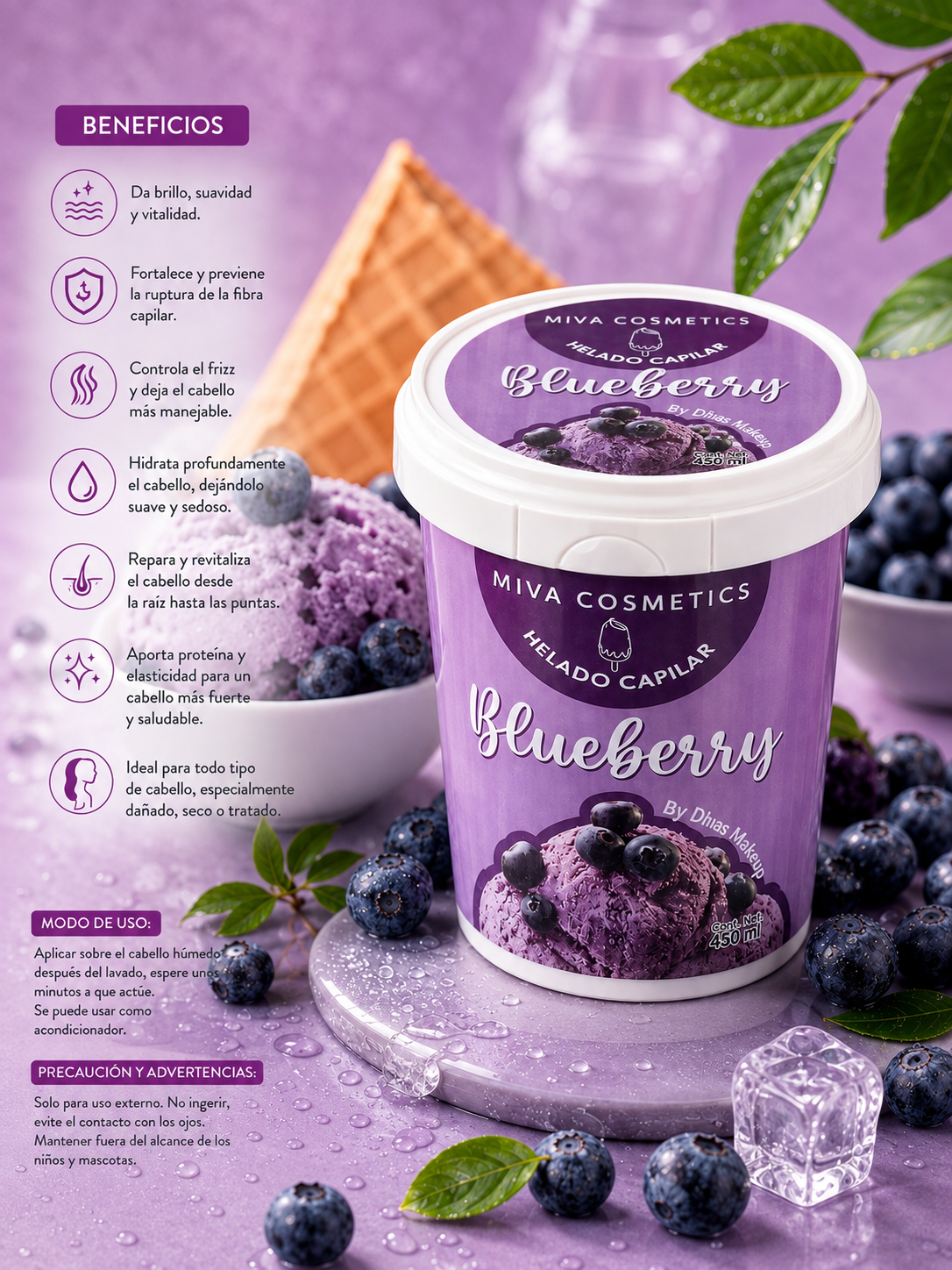 Helado capilar de mora azul 450gr