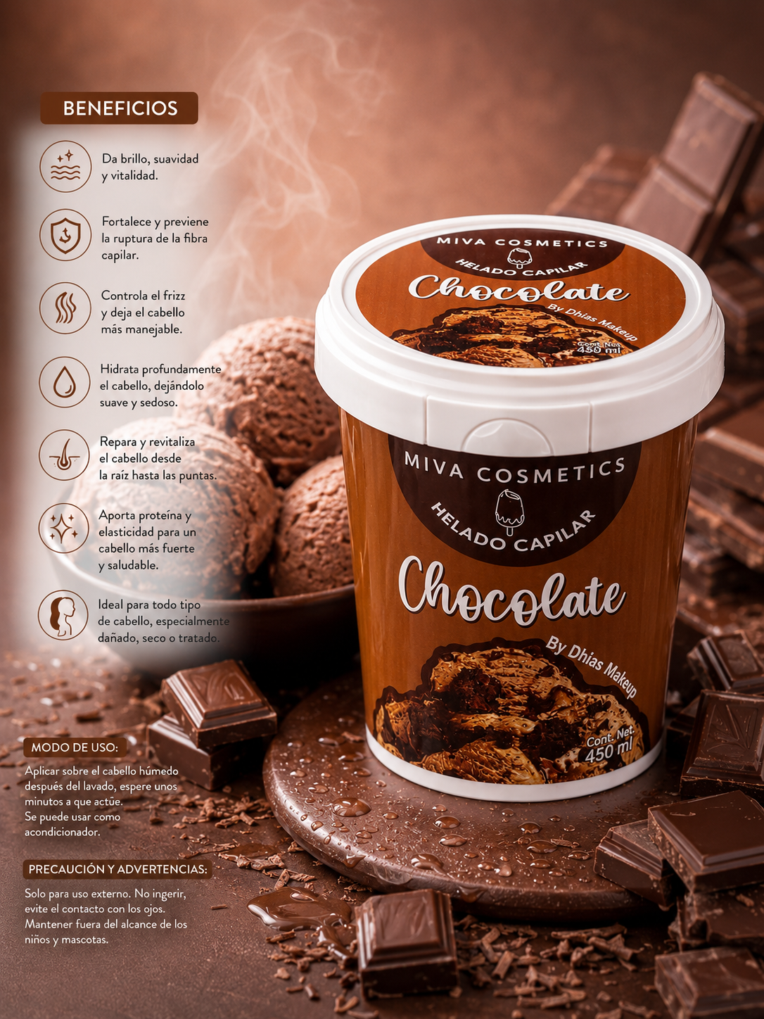 Helado capilar de chocolate 450gr