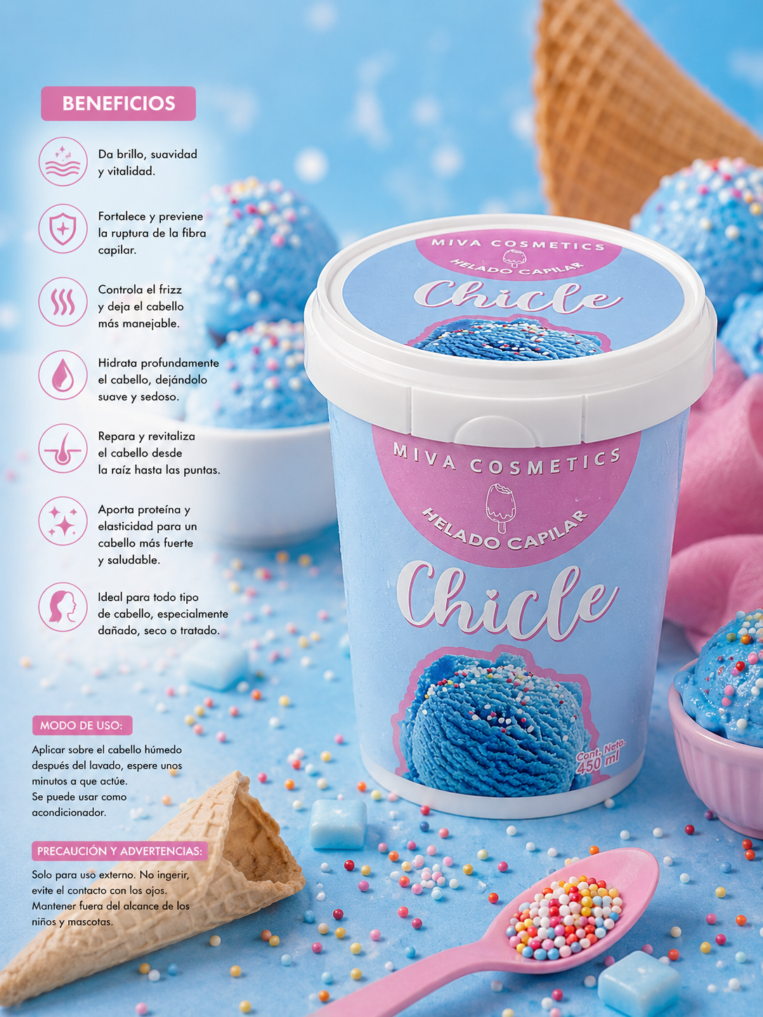Helado capilar de chicle 450gr