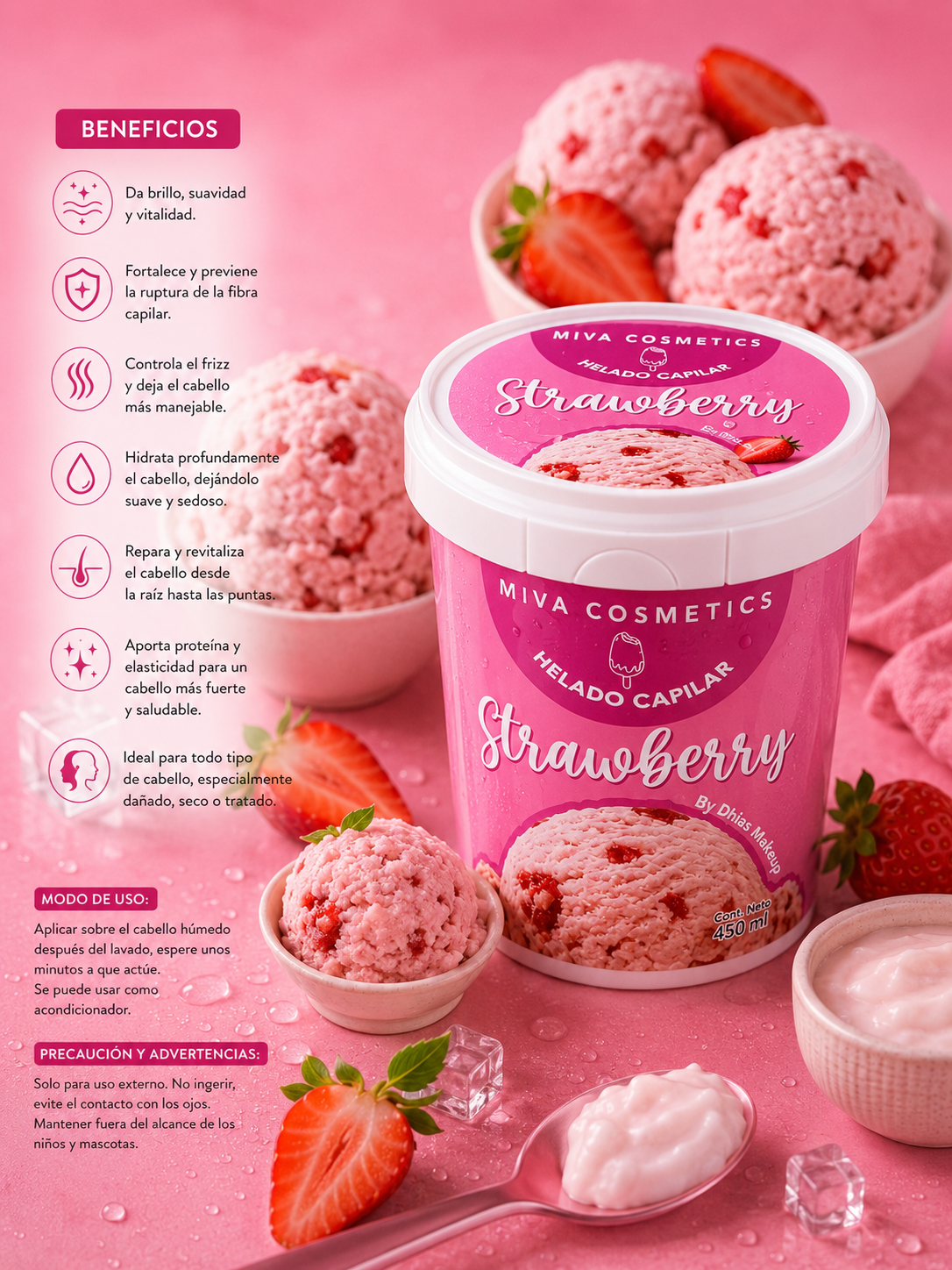 Helado capilar de fresa 450gr